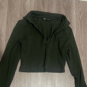Zara cropped v-neck longsleeve